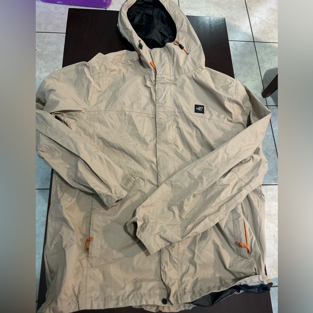 Dutch Bros Tan Windbreaker with Orange Details